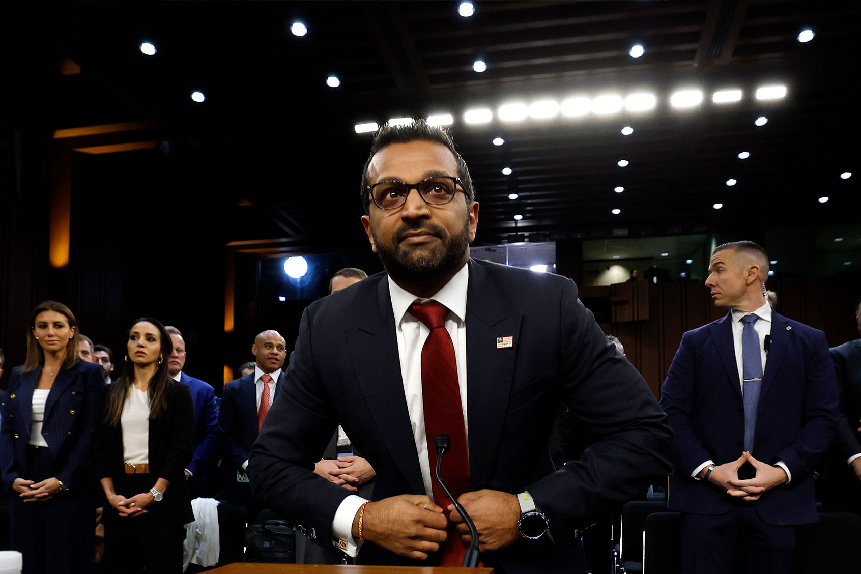 Kash Patel, U.S. President Donald Trump’s nominee to be Director of the Federal Bureau of Investigation (FBI), arrives to testify during his confirmation hearing before the Senate Judiciary Committee in the Dirksen Senate Office Building on January 30, 2025 in Washington, DC. (Anna Moneymaker/Getty Images)