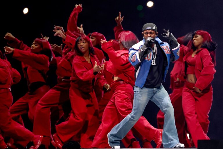 Kendrick Lamar performs onstage during Apple Music Super Bowl LIX Halftime Show at Caesars Superdome on February 09, 2025 in New Orleans, Louisiana. (Gregory Shamus/Getty Images)