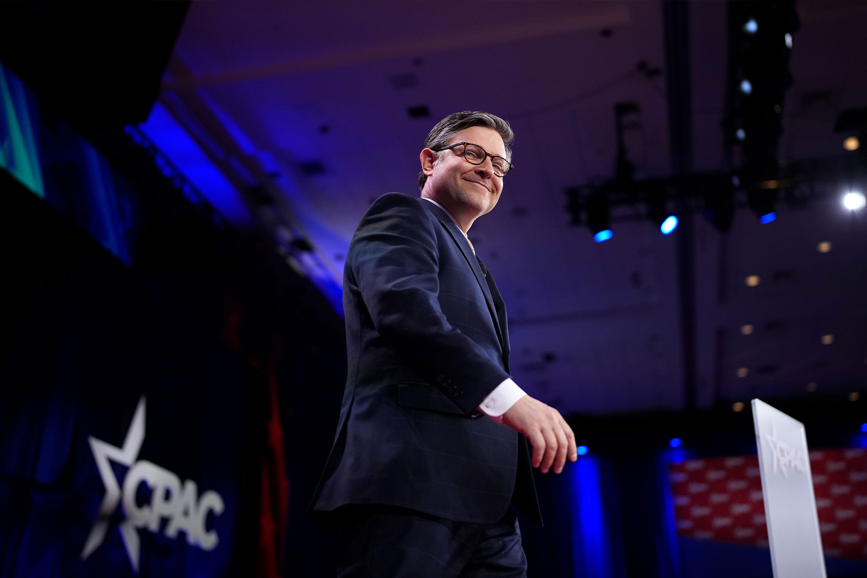 Speaker of the House Mike Johnson at CPAC, Feb. 20, 2025. (Andrew Harnik/Getty Images)