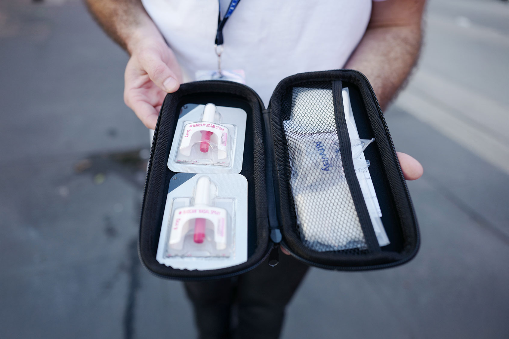 The contents of a Narcan first aid kit are shown. (Michelle Mengsu Chang/Toronto Star via Getty Images)