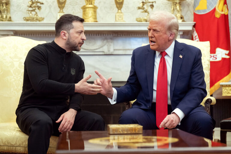 President Donald Trump and Ukraine's President Volodymyr Zelenskyy meet in the Oval Office, Feb. 28, 2025. (SAUL LOEB/AFP via Getty Images)
