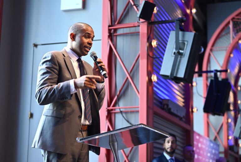 New York Lt. Gov. Antonio Delgado speaks onstage the 39th Annual Brooklyn Tribute to Dr. Martin Luther King, Jr. at BAM Peter Jay Sharp Building on January 20, 2025 in New York City. (Roy Rochlin/Getty Images for (BAM) Brooklyn Academy of Music)