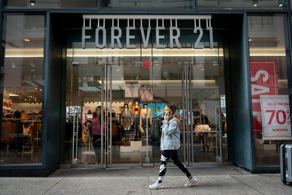 A Forever 21 store stands in Herald Square in Manhattan on September 12, 2019. (Photo by Drew Angerer/Getty Images)