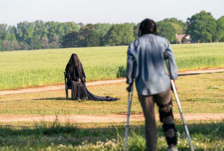 The Woman (Okwui Okpokwasili) and Ramona (Danielle Deadwyler) in "The Woman in the Yard" (Daniel Delgado Jr. / Universal Pictures)