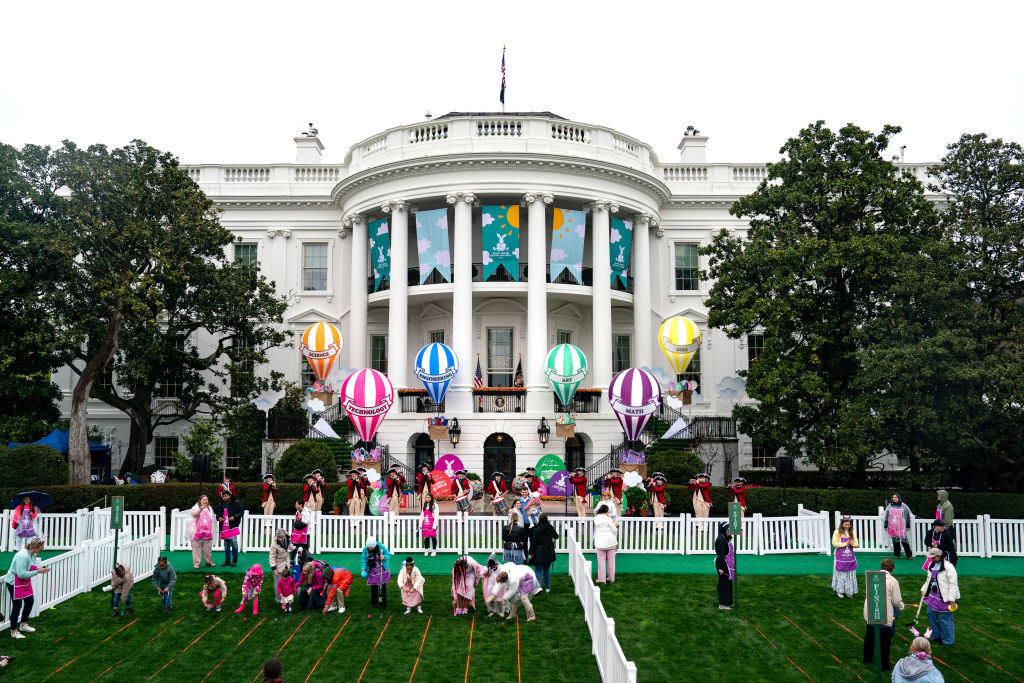 Guests participate in the annual White House Easter Egg Roll on the South Lawn of the White House on April 1, 2024 in Washington, D.C. (Getty Images/Kent Nishimura)
