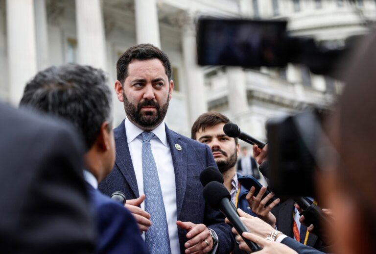 Rep. Mike Lawler (R-NY) speaks to reporters outside of the U.S. Capitol Building on September 29, 2023 in Washington, DC. (Anna Moneymaker/Getty Images)