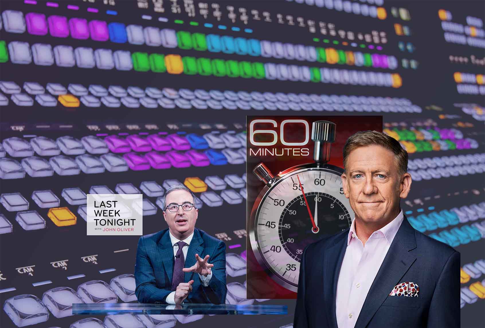 John Oliver of "Last Week Tonight" (left) and Bill Owens (right) of "60 Minutes" (Photo illustration by Salon / Getty Images/broadcastertr / Courtesy HBO / Courtesy Paramount)
