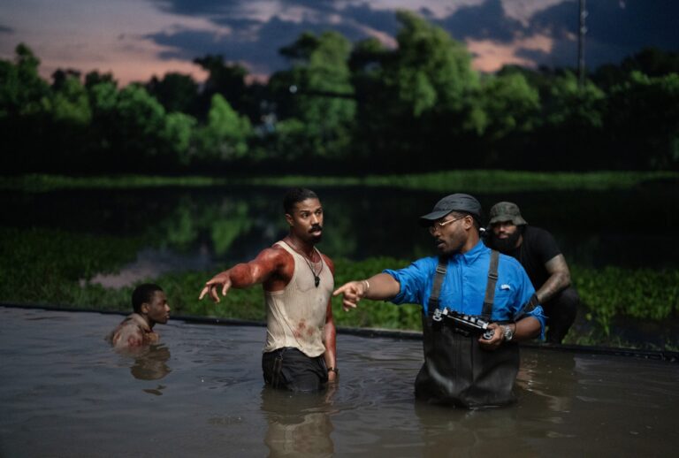 (L to r) Michael B. Jordan and director Ryan Coogler behind the scenes of "Sinners" (Eli Adé/Warner Bros. Pictures)