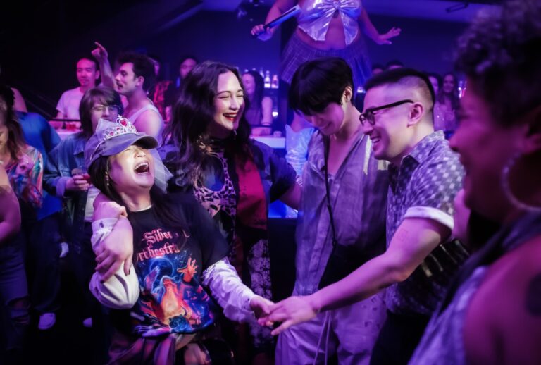 Kelly Marie Tran, Lily Gladstone, Han Gi-Chan and Bowen Yang in "The Wedding Banquet" (Luka Cyprian/Bleecker Street)