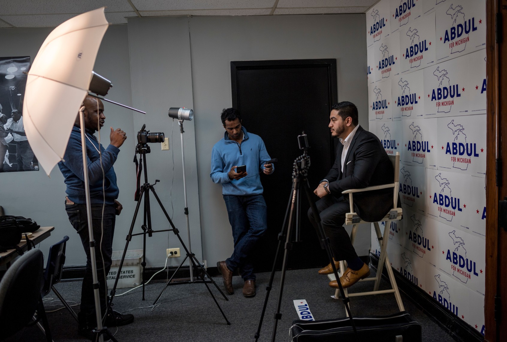 Abdul El-Sayed records videos for his 2018 gubernatorial campaign. (Lynsey Addario/Getty Images Reportage)