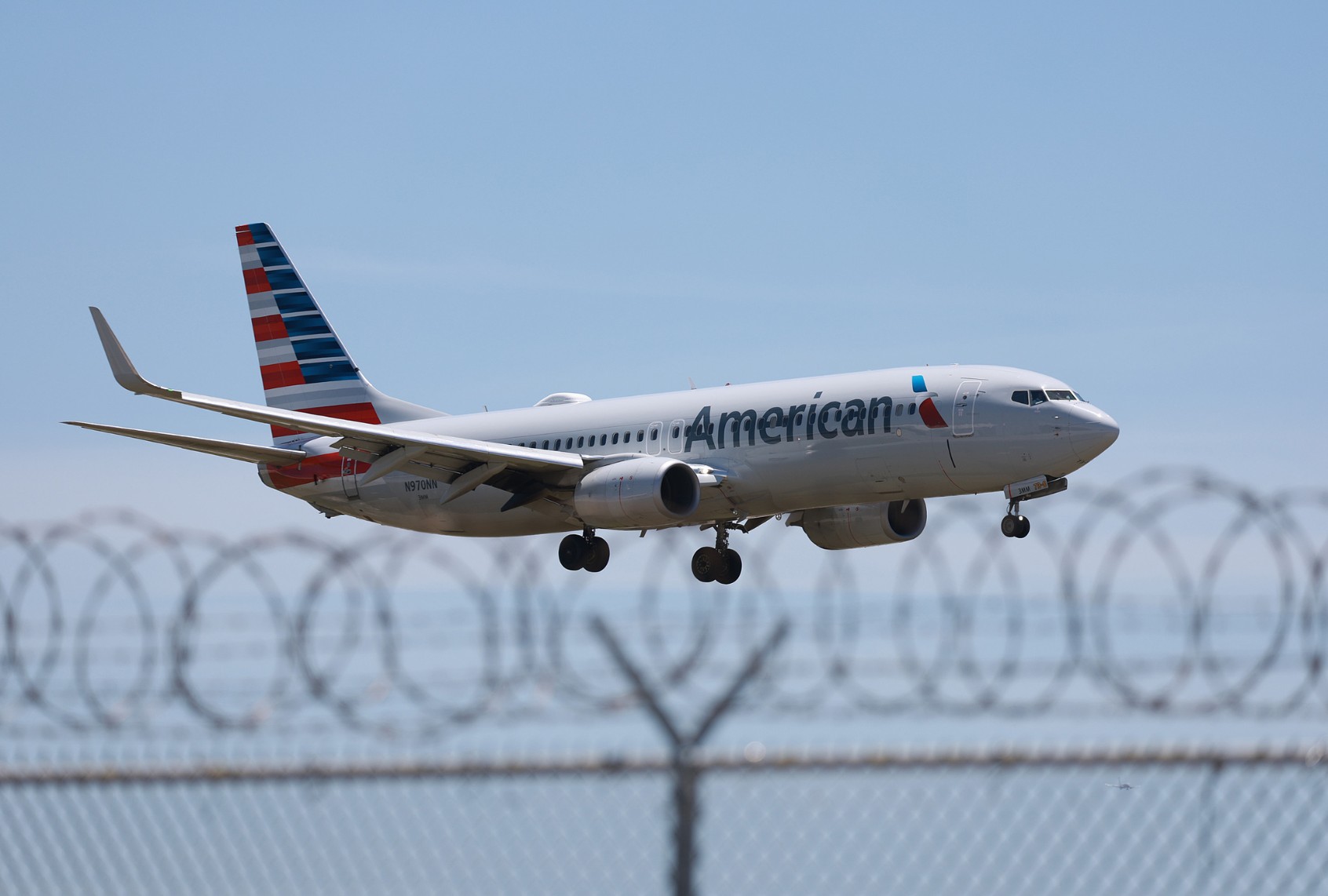 An American Airlines plane prepares to land at the Miami International Airport on May 02, 2023 in Miami, Florida. (Joe Raedle/Getty Images)