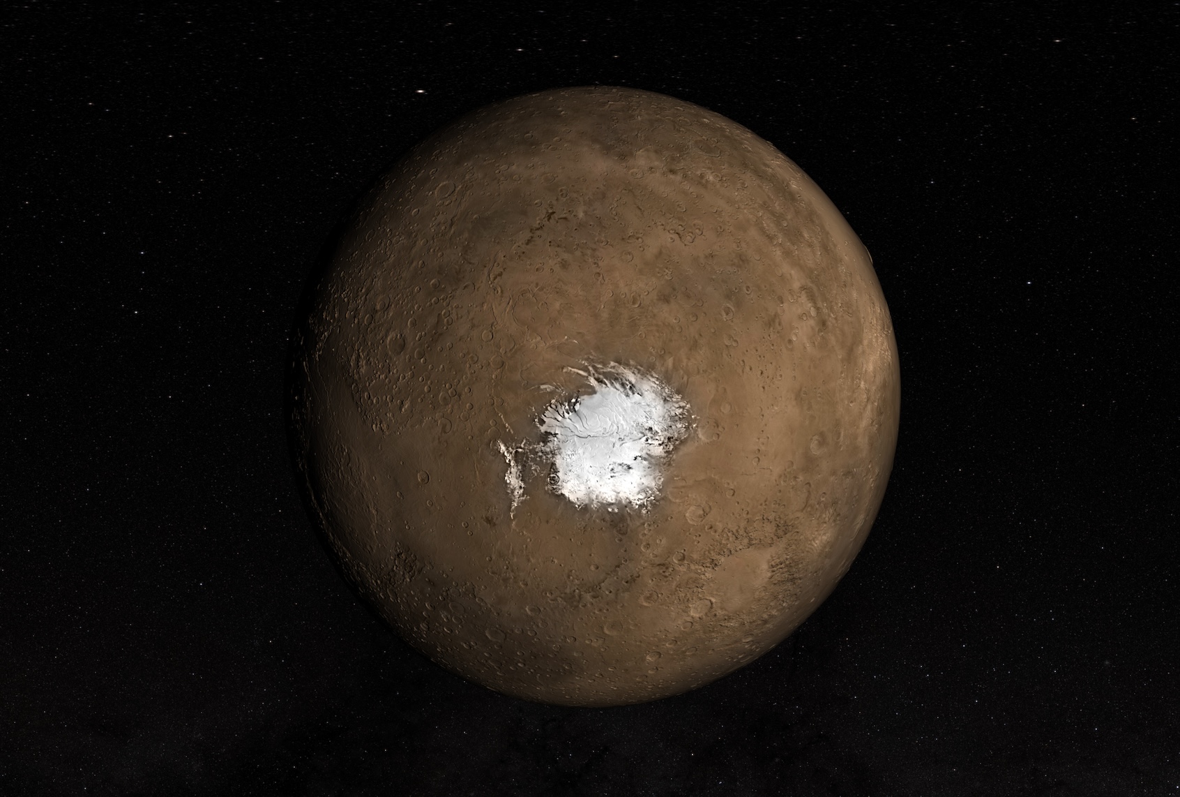 Nadir view of the Martian South Pole. (Getty Images / Stocktrek Images)