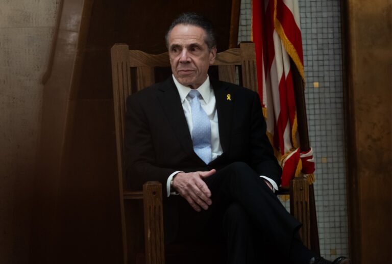 Former New York Gov. Andrew Cuomo waits to speak at the West Side Institutional Synagogue on April 1, 2025, in New York City. (Spencer Platt/Getty Images)