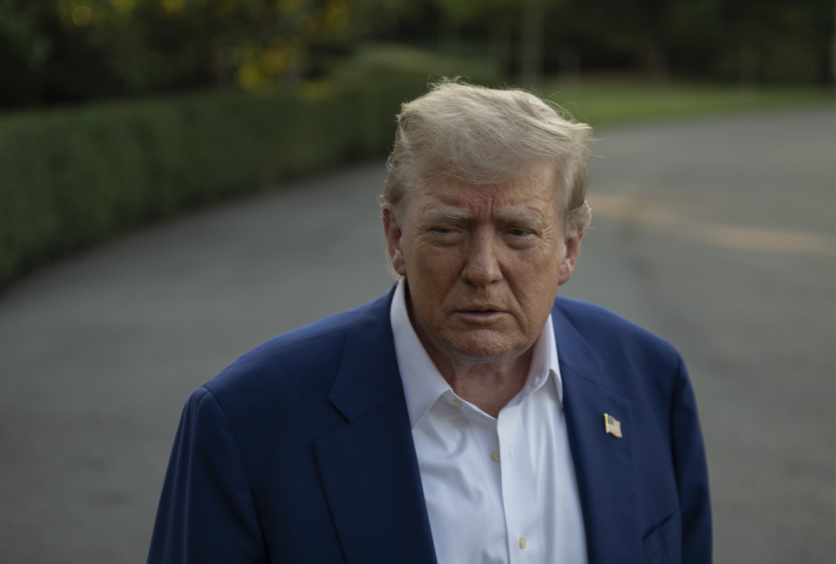 United States President Donald Trump speaks to press before his departure at the White House to route The Hague, Netherlands on June 24, 2025, in Washington D.C. to attend NATO Summit in Netherlands. (Celal Gunes/Anadolu via Getty Images)