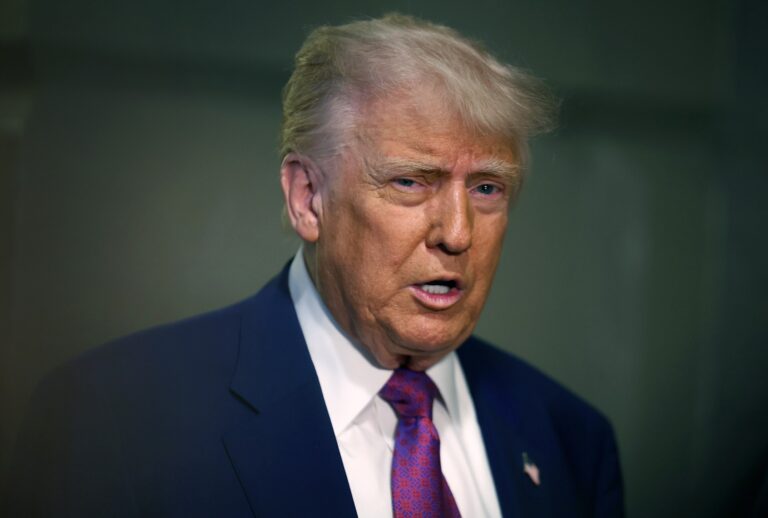 President Donald Trump arrives for a House Republican meeting at the U.S. Capitol on May 20, 2025 in Washington, DC. (Tasos Katopodis/Getty Images)