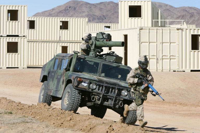 Marines at the Marine Corps Air Ground Combat Center in Twentynine Palms. (Photo by David McNew/Getty Images)