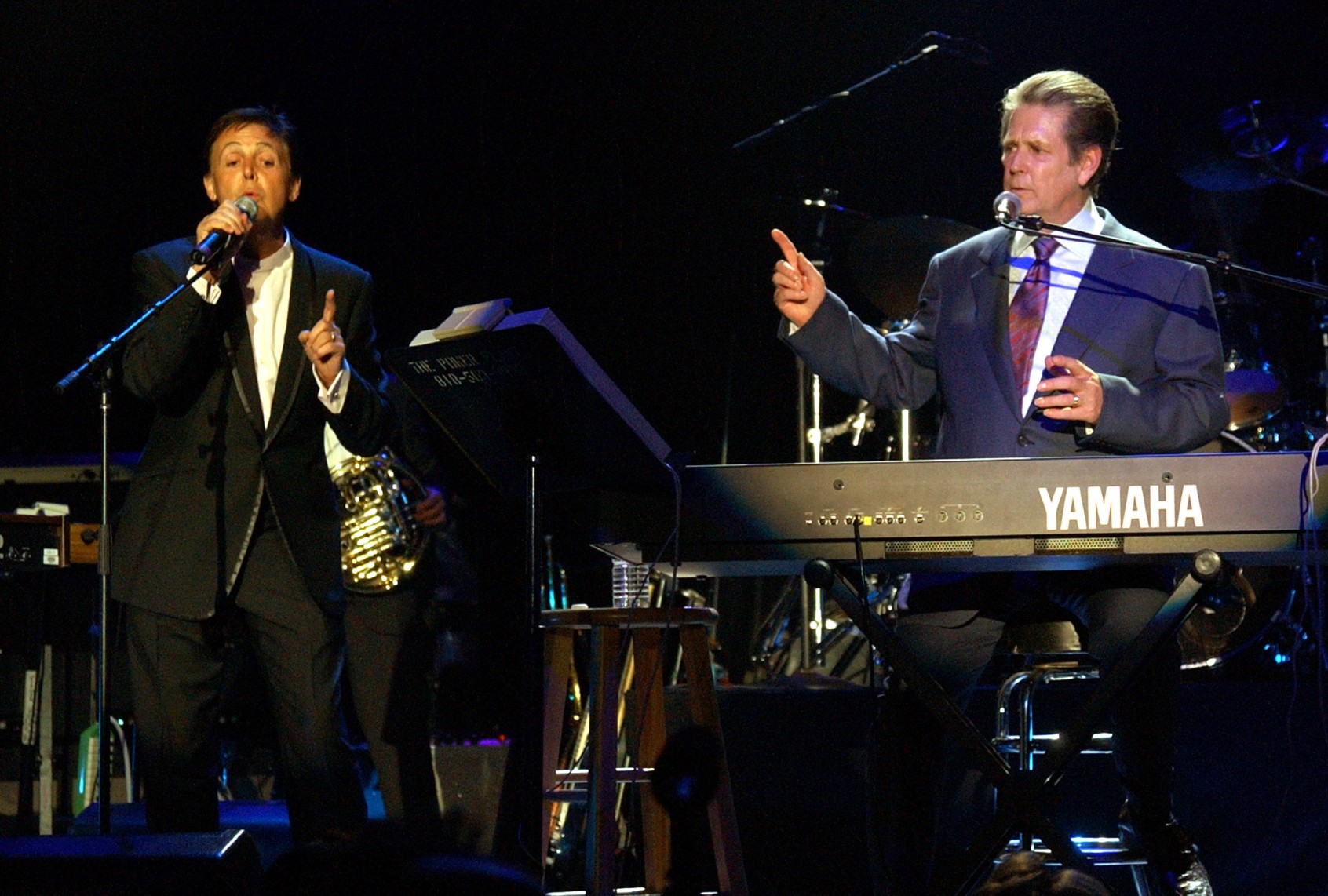 Paul McCartney and Brian Wilson perform together at the 2nd Annual Adopt-A-Minefield Benefit "Open Hearts, Clear Mines." (KMazur/WireImage/Getty Images)