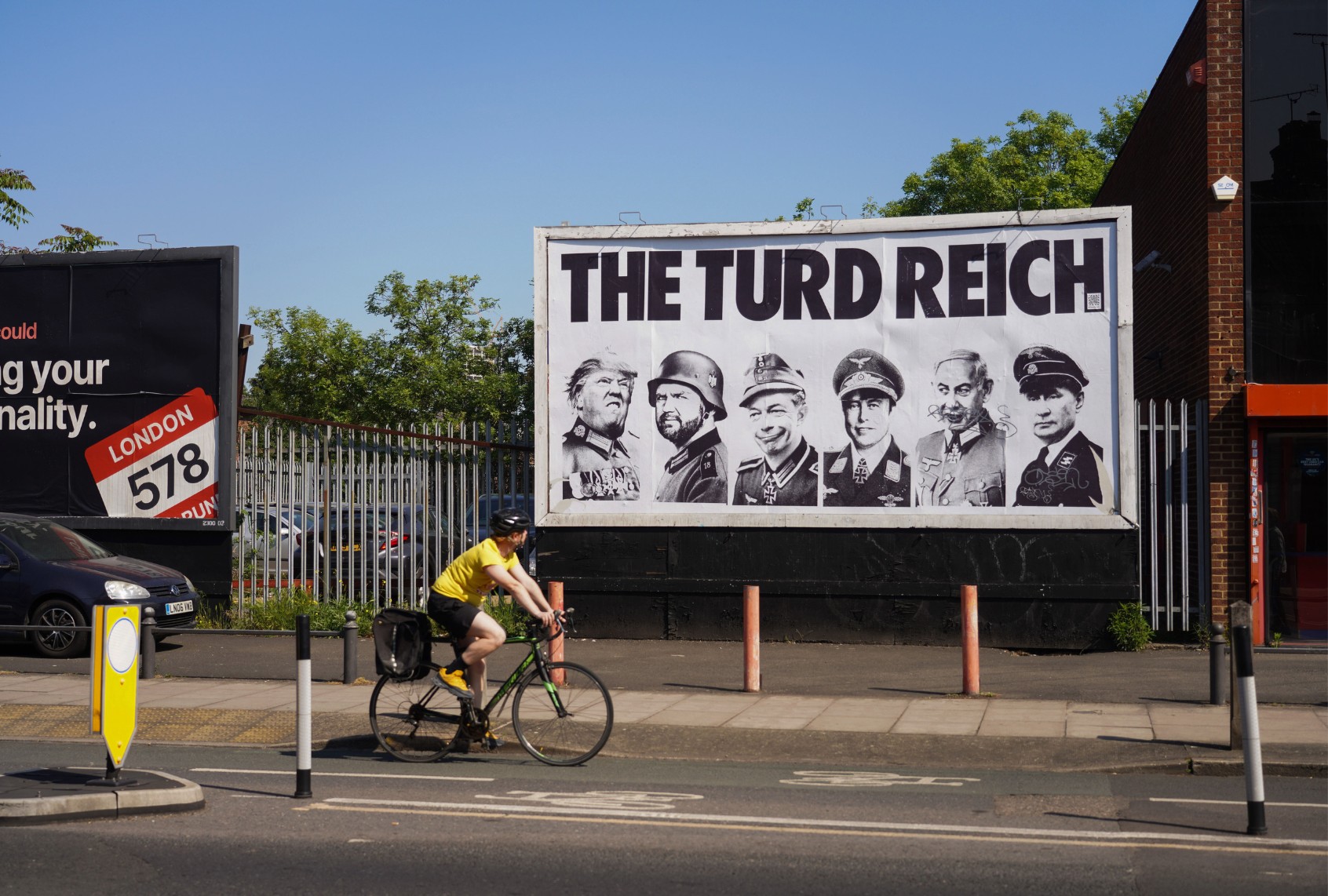 Billboard created by Grow Up Art in London, May 13, 2025. (Kristian Buus/In Pictures via Getty Images)