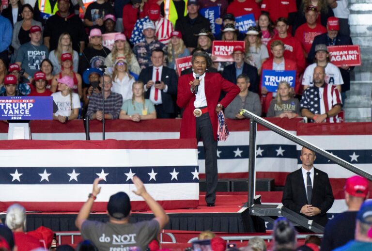 Virginia Lt. Gov. Winsome Earle-Sears speaks during a campaign rally for Donald Trump at the Salem Civic Center in Salem, Virginia, on November 2, 2024. (ALLISON JOYCE/AFP via Getty Images)