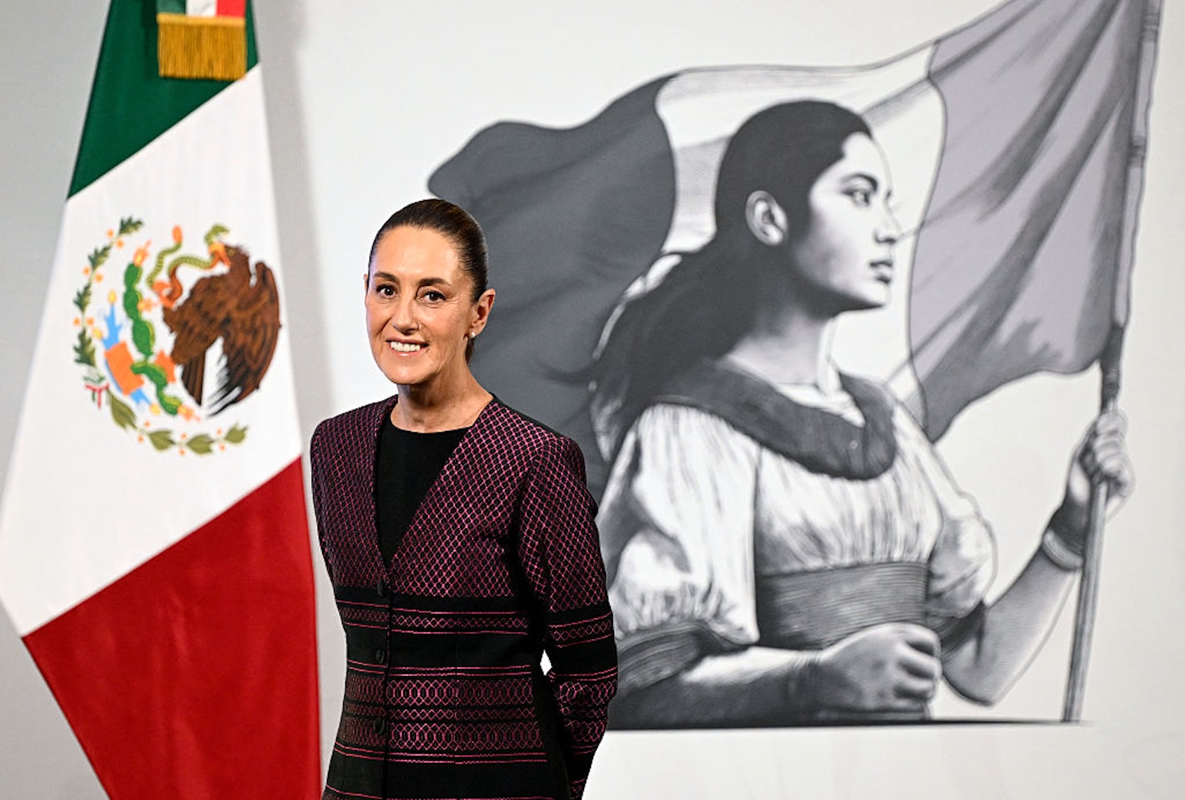 Mexico's President Claudia Sheinbaum during her daily press conference at Palacio Nacional in Mexico City on June 11, 2025. (ALFREDO ESTRELLA/AFP via Getty Images)