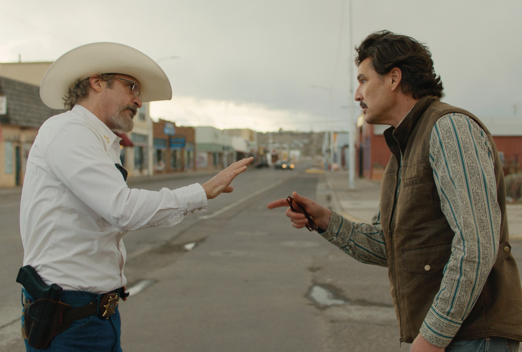 Joaquin Phoenix and Pedro Pascal in "Eddington" (Courtesy of A24)