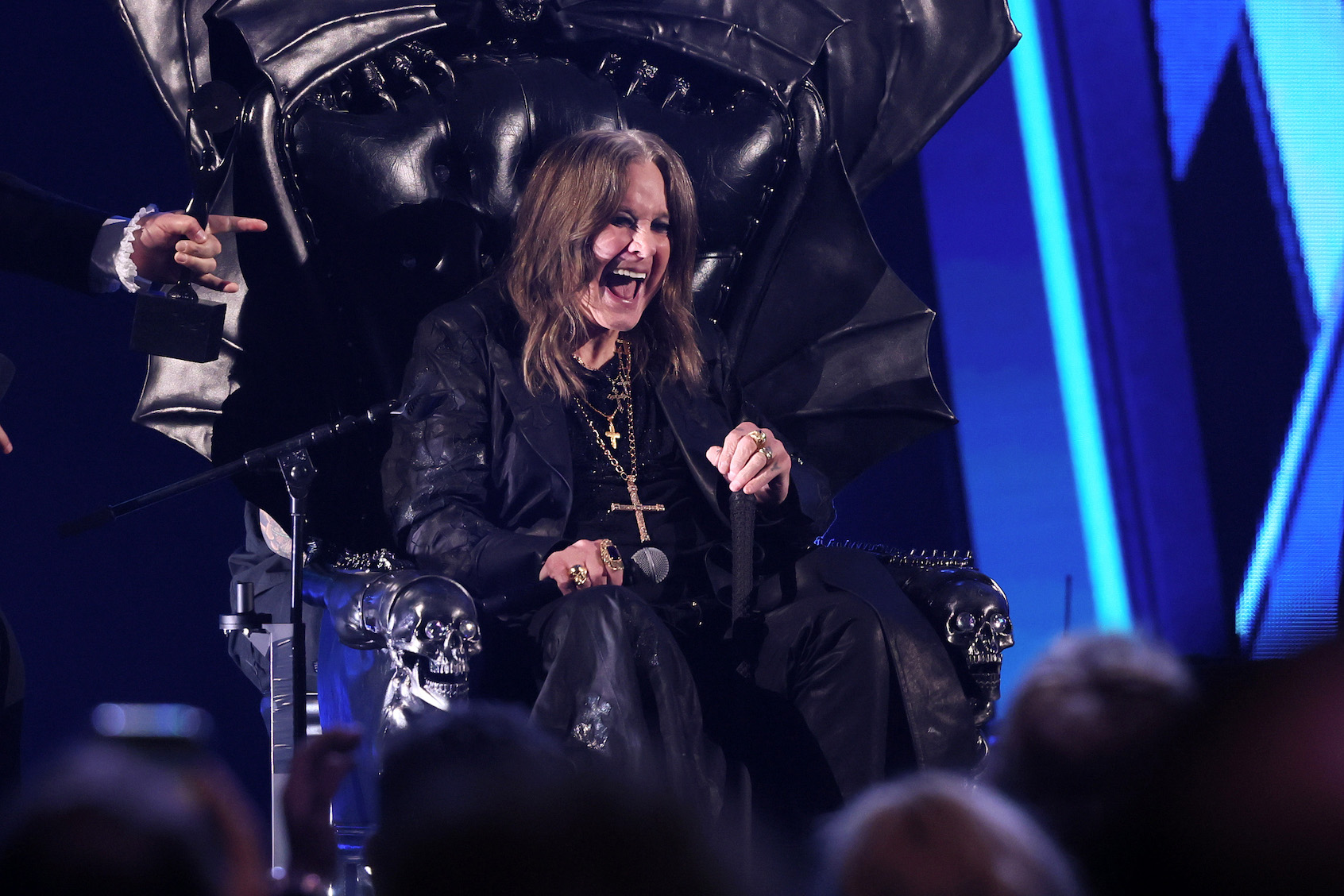 Ozzy Osbourne speaks onstage during the 2024 Rock & Roll Hall of Fame Induction Ceremony. (streaming on Disney+ at Rocket Mortgage Fieldhouse on October 19, 2024 in Cleveland, Ohio.Photo by Dia Dipasupil/Getty Images)