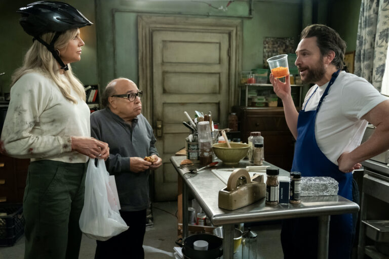 Kaitlin Olson as Dee, Danny DeVito as Frank, Charlie Day as Charlie (Patrick McElhenney/FX)