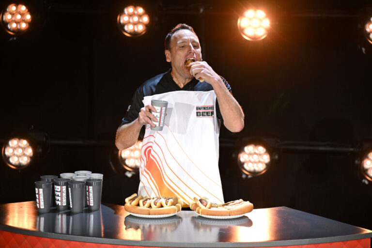 Joey Chestnut attends LIVE Chestnut vs. Kobayashi: Unfinished Beef at the Hyper X Arena at the Luxor on September 02, 2024 in Las Vegas, Nevada. (David Becker/Getty Images for Netflix)