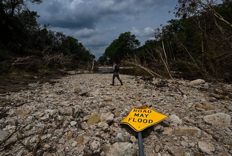 Search and rescue personnel continue to look for missing people along the Guadalupe River in the Texas Hill Country. (Joshua Lott/The Washington Post via Getty Images)