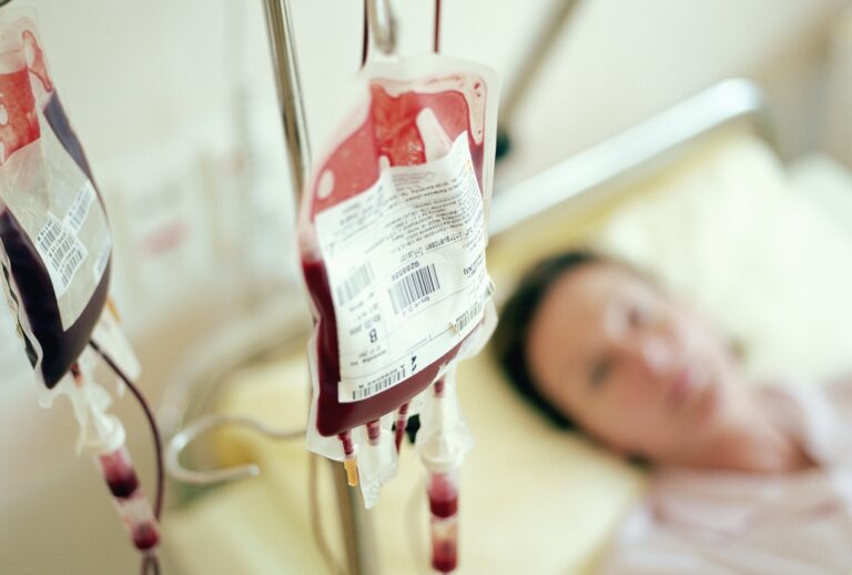 Woman receiving a blood transfusion. (Jochen Sands/Getty Images)
