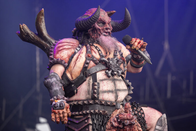 Singer Blöthar the Berserker of GWAR performs at Riot Fest 2024. (Photo by Barry Brecheisen/Getty Images)