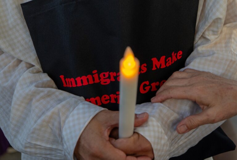 People rally for immigrant rights on July 17, 2025 in Glendale, California. (David McNew/Getty Images)