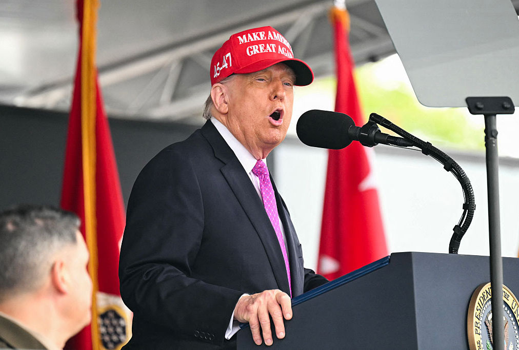 US President Donald Trump delivers the commencement address at the 2025 US Military Academy Graduation Ceremony at West Point, New York, on May 24, 2025. (SAUL LOEB/AFP via Getty Images)