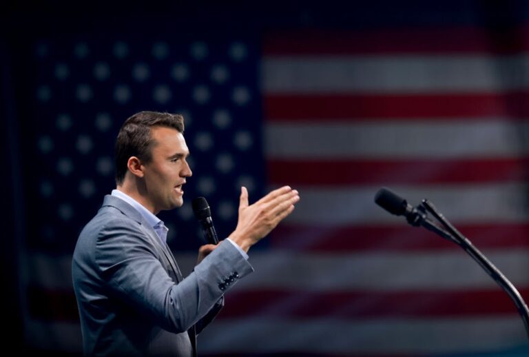 Charlie Kirk speaks during a Turning Point USA Believers Summit conference. (Joe Raedle/Getty Images)