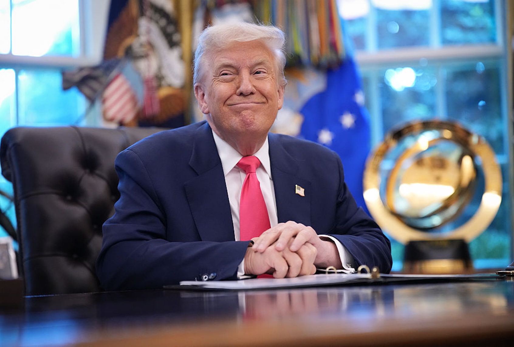 President Donald Trump speaks in the Oval Office. (Andrew Harnik/Getty Images)