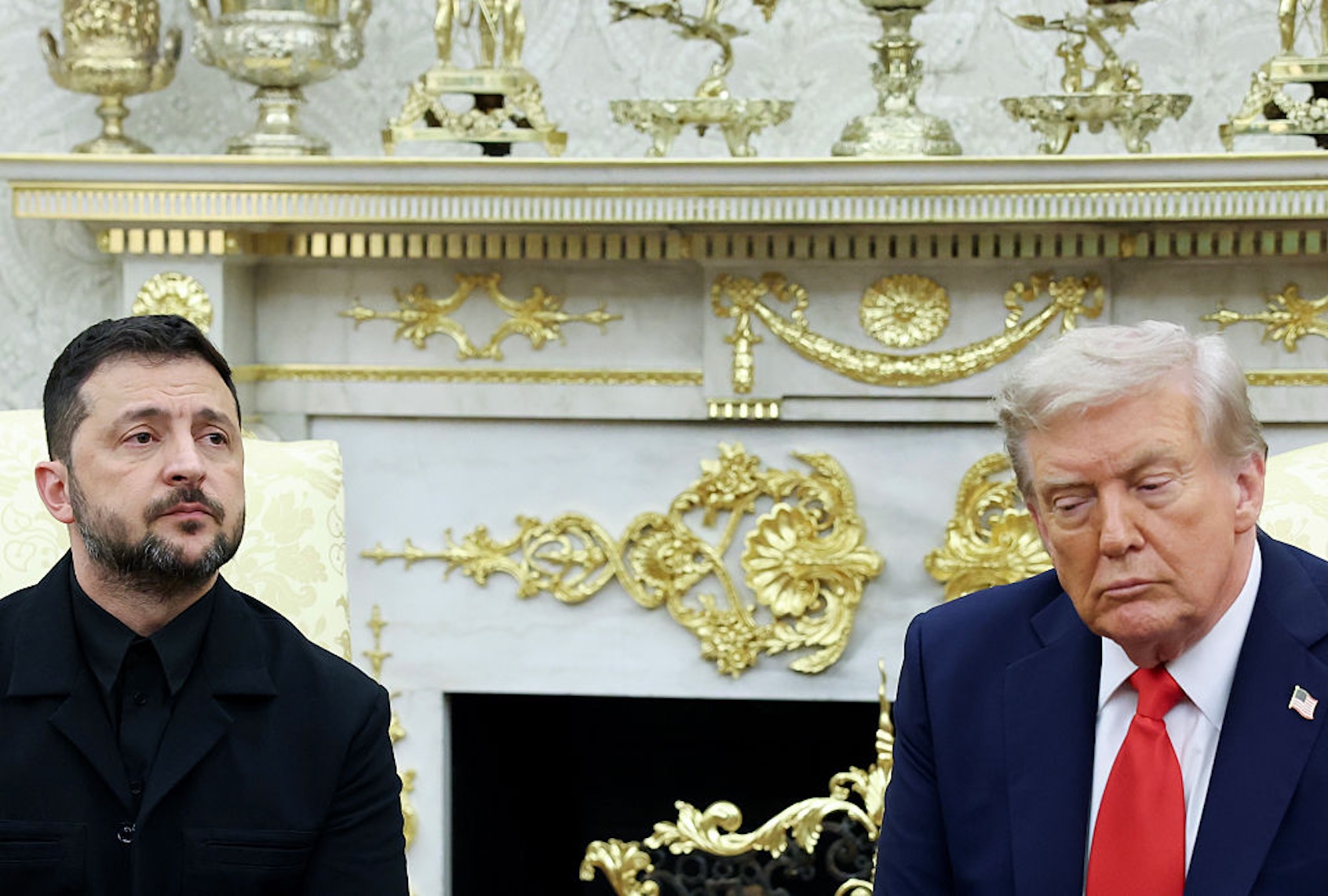 President Donald Trump meets with Ukrainian President Volodymyr Zelensky at the White House on Aug. 18, 2025. (Anna Moneymaker/Getty Images)