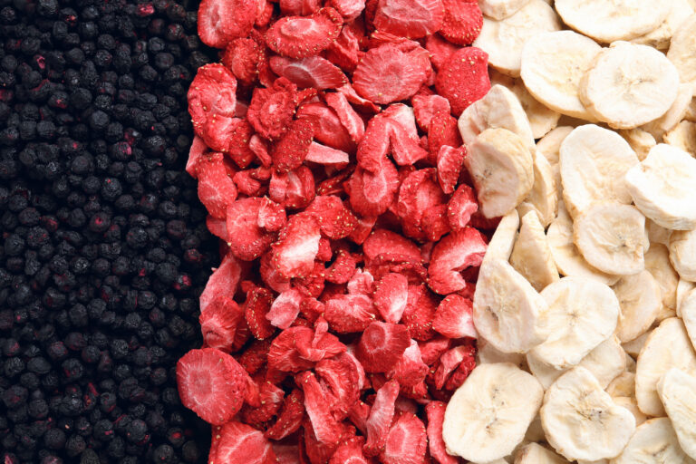 Closeup of freeze dried blueberries, strawberries and bananas (Liudmila Chernetska / Getty Images )