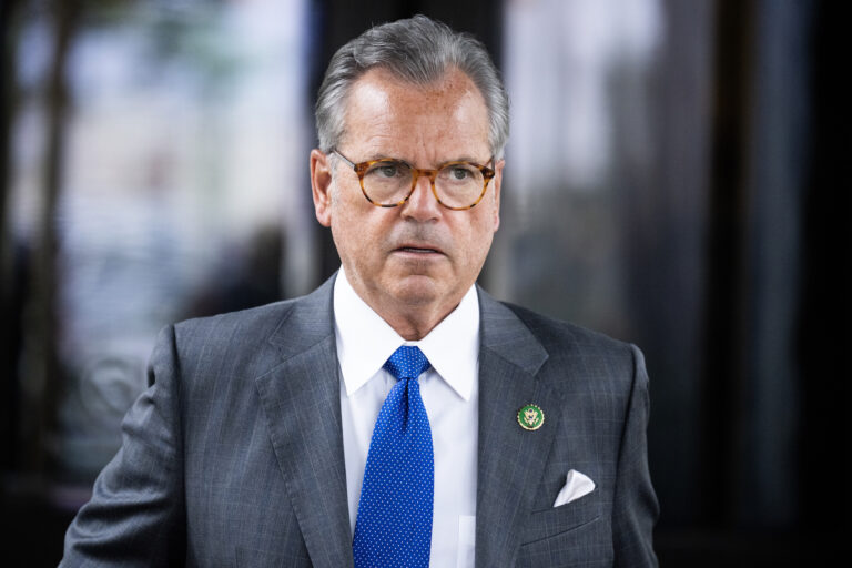 Rep. Mark Alford, R-Mo., leaves the Capitol Hill Club after a meeting of the House Republican Conference. (Tom Williams/CQ Roll Call)