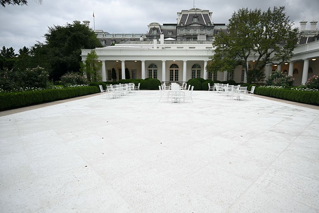 Trump paved over the lawn in the Rose Garden this Spring and has plans for a $200m ballroom expanding the White House. (JIM WATSON / AFP / Getty Images)