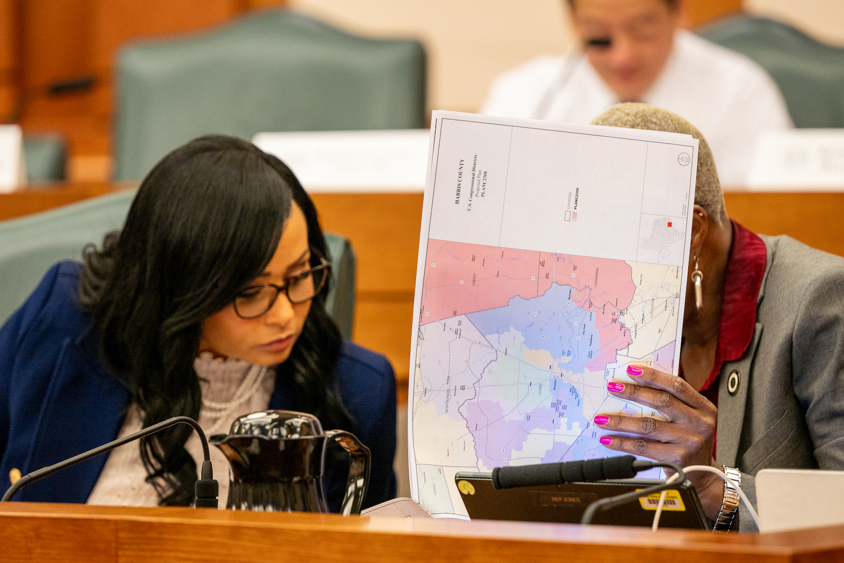 U.S. Rep. Jolanda Jones (D-TX) looks at a map during the Texas State Representatives redistricting committee meeting on August 01, 2025 in Austin, Texas. The House Select committee on Congressional Redistricting holds its first hearing since Texas Republicans redrew their congressional map. The redrawn congressional maps came on the heels of a push from President Donald Trump ahead of next yearâs midterms. (Photo by Brandon Bell/Getty Images)