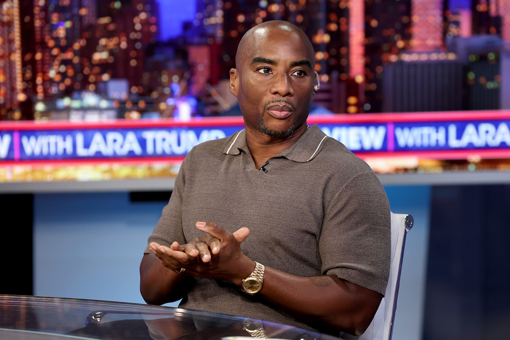 Charlamagne Tha God during an interview on "My View With Lara Trump" at Fox News. (Photo by Jamie McCarthy/Getty Images)
