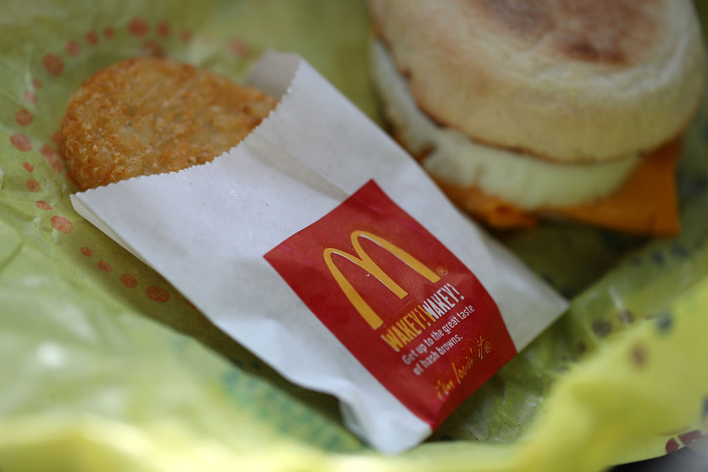 McDonald's is having a moment. People are realizing how much fast food is going up, after a viral post about their pricey breakfast hash browns. (Justin Sullivan / Getty Images)