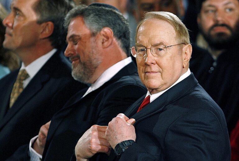 Dr. James Dobson (R), founder of the Family Research Council and Focus on the Family, participates in the National Day of Prayer ceremony at the White House on May 3, 2007. (Chip Somodevilla/Getty Images)