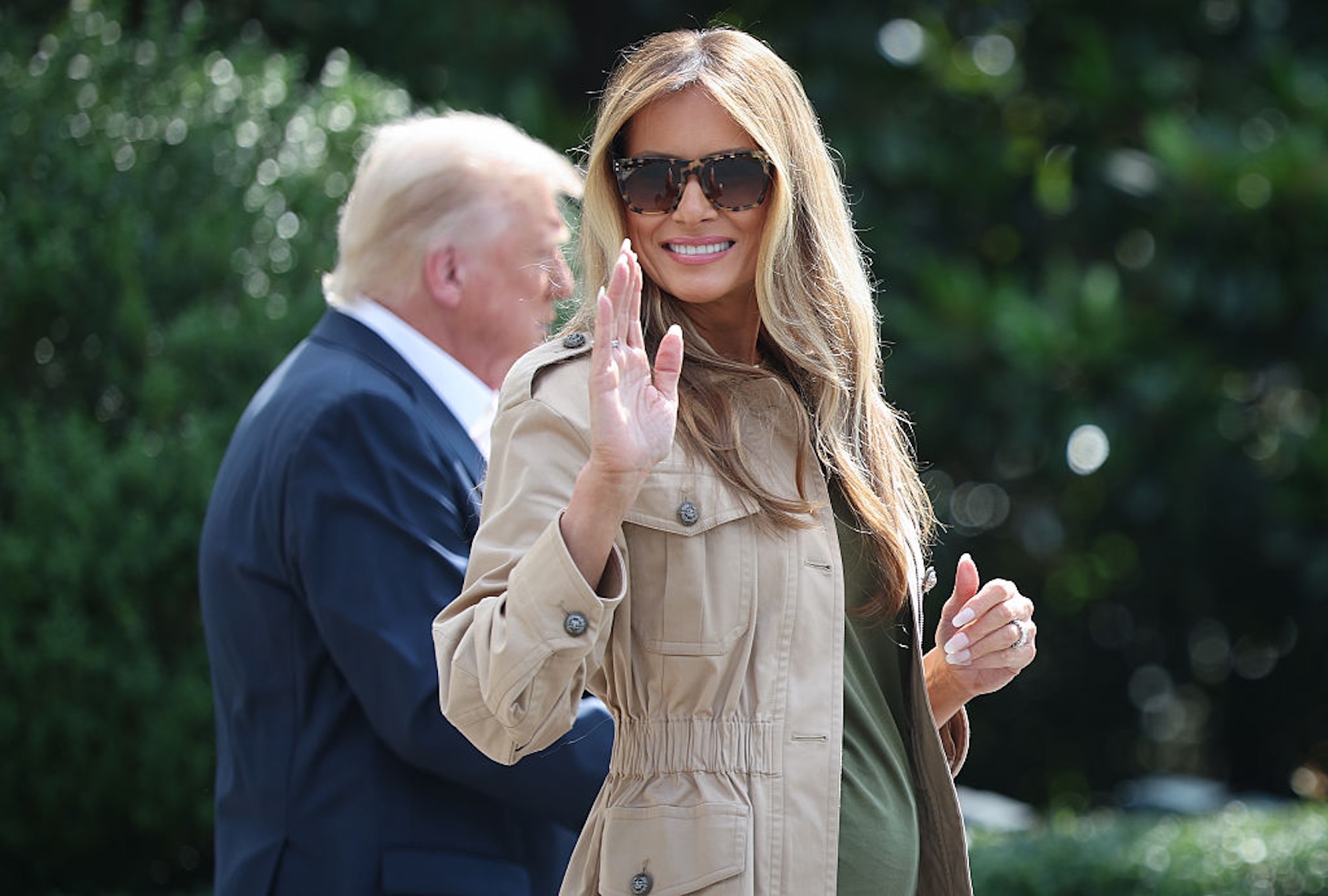 First Lady Melania Trump departs the White House with President Donald Trump. ( Win McNamee/Getty Images)