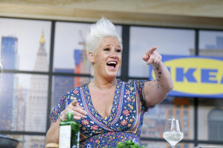 Chef Anne Burrell prepares a dish onstage for a culinary demonstration. (John Lamparski/Getty Images for NYCWFF)