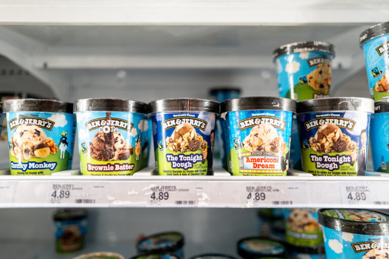 Ben & Jerry's ice cream is displayed for sale on shelves in a Target store (Brandon Bell/Getty Images)