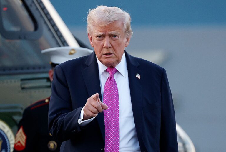 President Donald Trump walks to Air Force One at Morristown Airport on Sept. 14, 2025. (Kevin Dietsch/Getty Images))