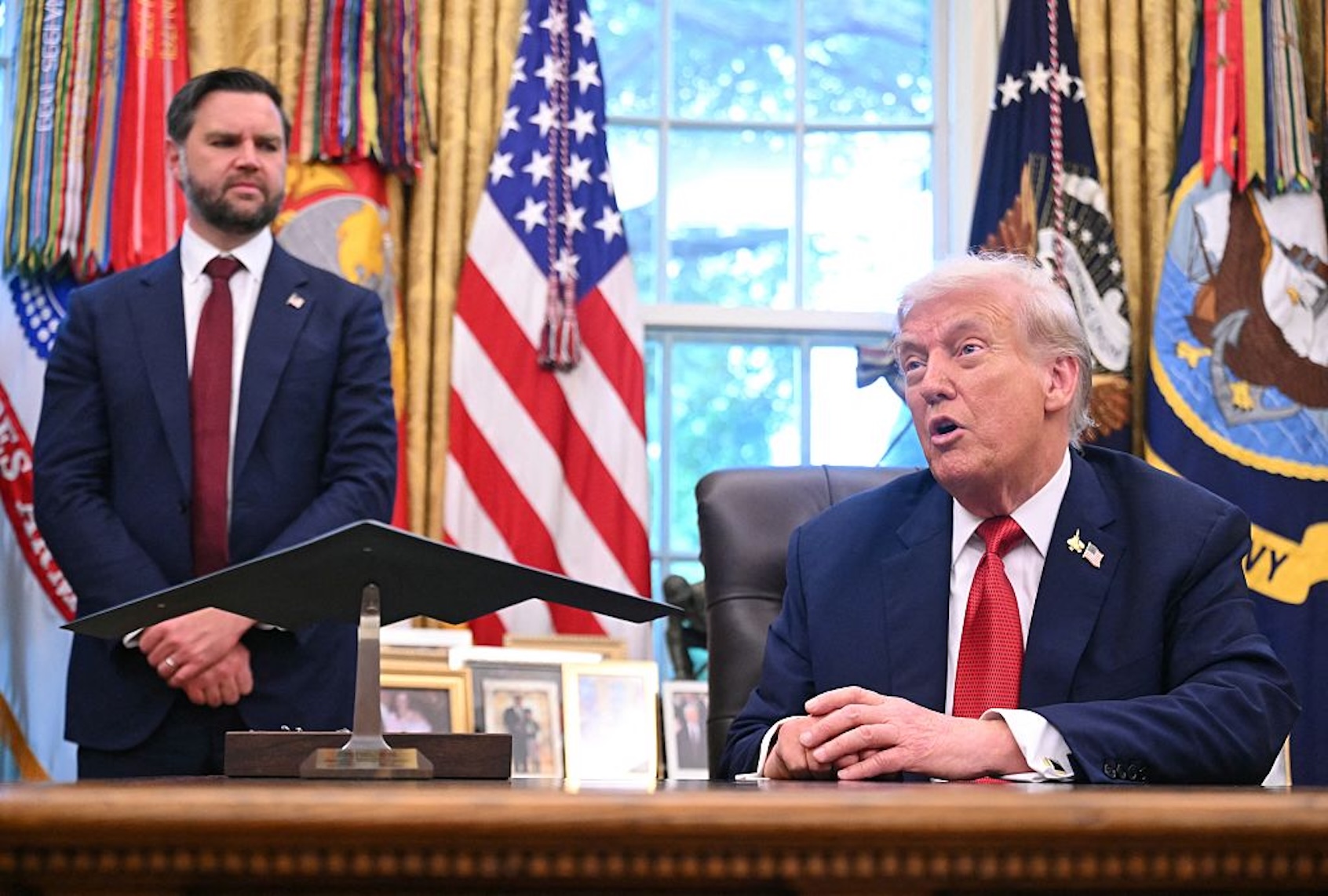 President Donald Trump and Vice President JD Vance after Trump signed an executive order on TikTok. (SAUL LOEB/AFP via Getty Images)