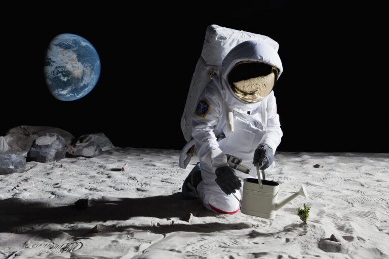 An astronaut watering a plant (Caspar Benson/Getty Images )
