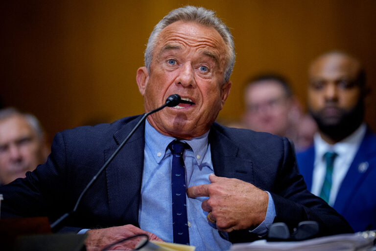 HHS Secretary Robert F. Kennedy Jr. faced grilling from the Senate on Thursday and calls to resign from his own family. (Andrew Harnik / Getty Images)